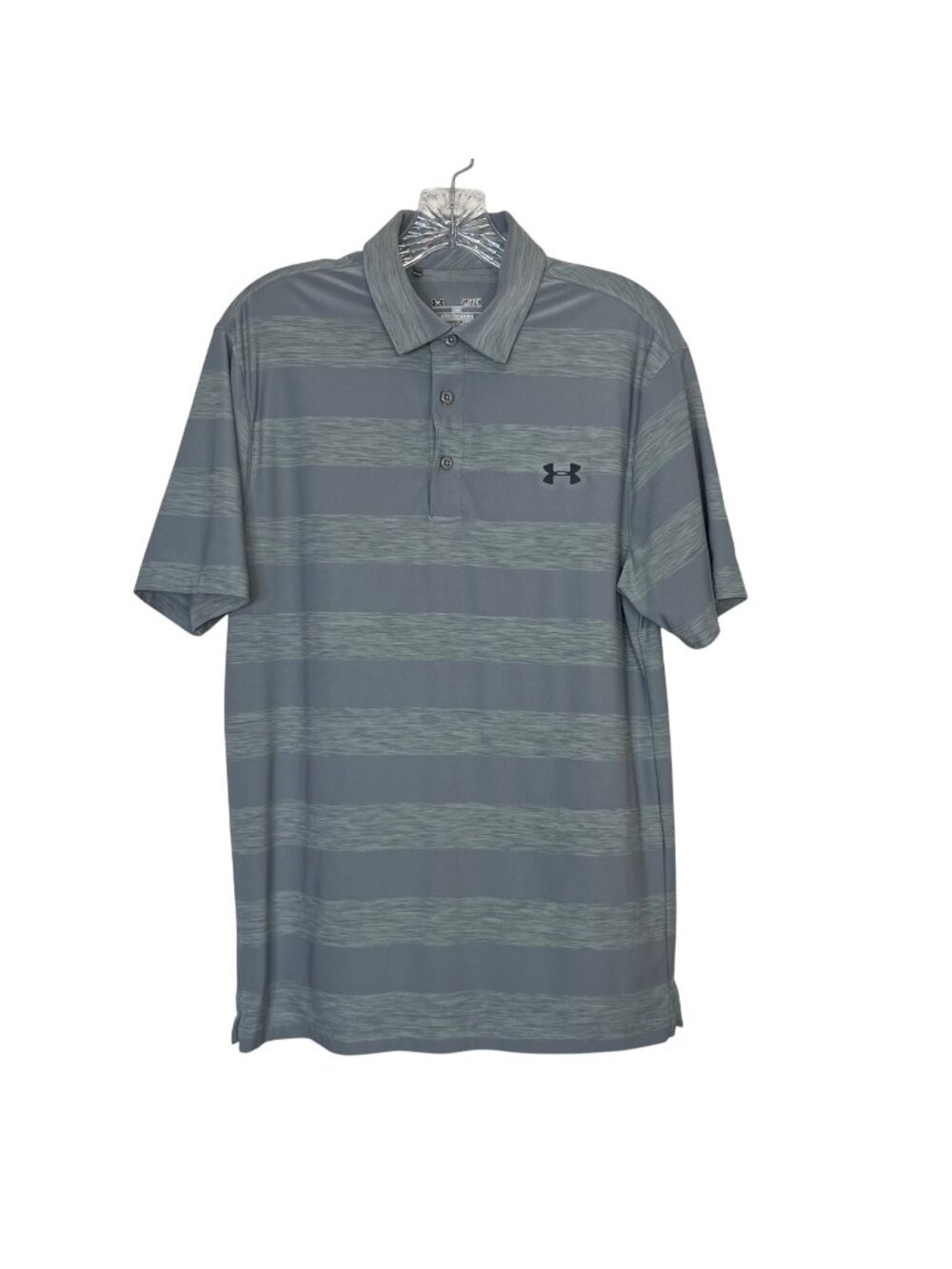 Under Armour Polo Shirt Golf Mens Small Gray HeatGear Striped